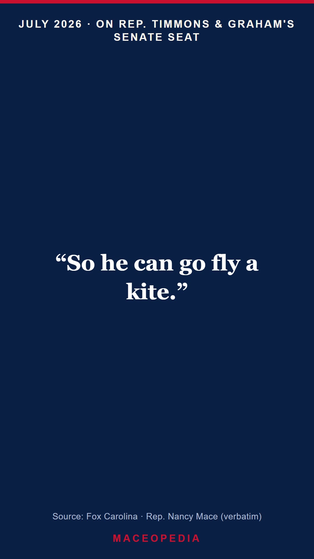 "So he can go fly a kite", Mace fires back at Timmons over Graham's Senate seat