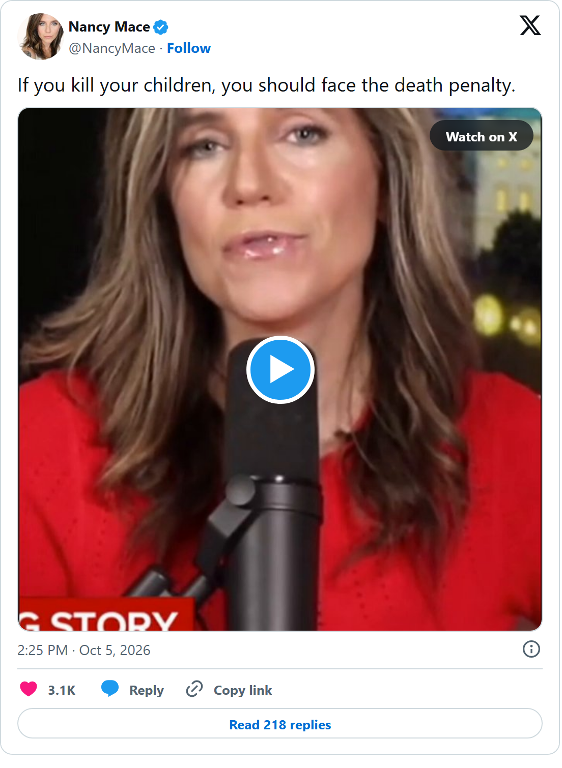'She Should Get the Firing Squad': Nancy Mace Asks the South Carolina Legislature to Write a Death Penalty for One Untried Woman, Then Offers the Firing Squad to Lindsay Clancy: image 3