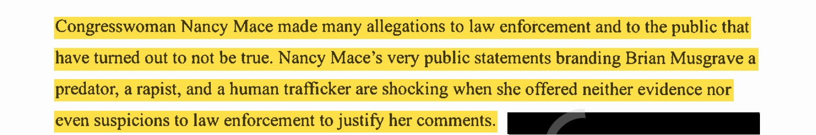 Page 2 of Solicitor Duffie Stone's Aug. 18, 2026 letter to SLED, with the paragraph on Mace's allegations that 'have turned out to not be true' highlighted.