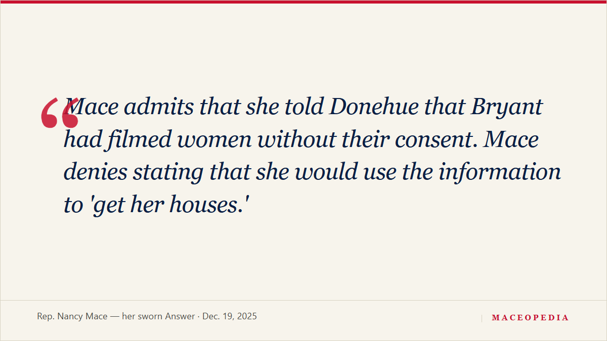 In her own sworn Answer, Mace admits she 'placed an air tag on Bryant's car for one day in August 2023': image 2
