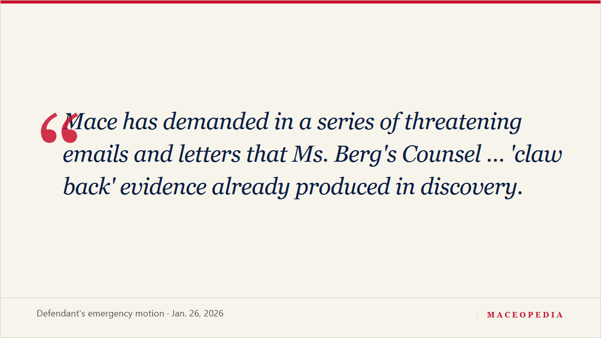 Mace voluntarily shared her Google Drive as 'helpful' evidence, then sent 'threatening' letters demanding it back: image 1