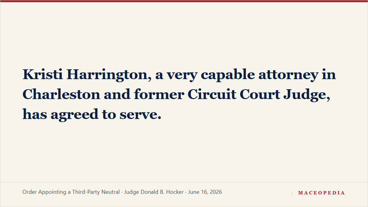 Court appoints former Judge Kristi Harrington as third-party neutral to sort the 11,000+ disputed files in Mace's Google Drive: image 2