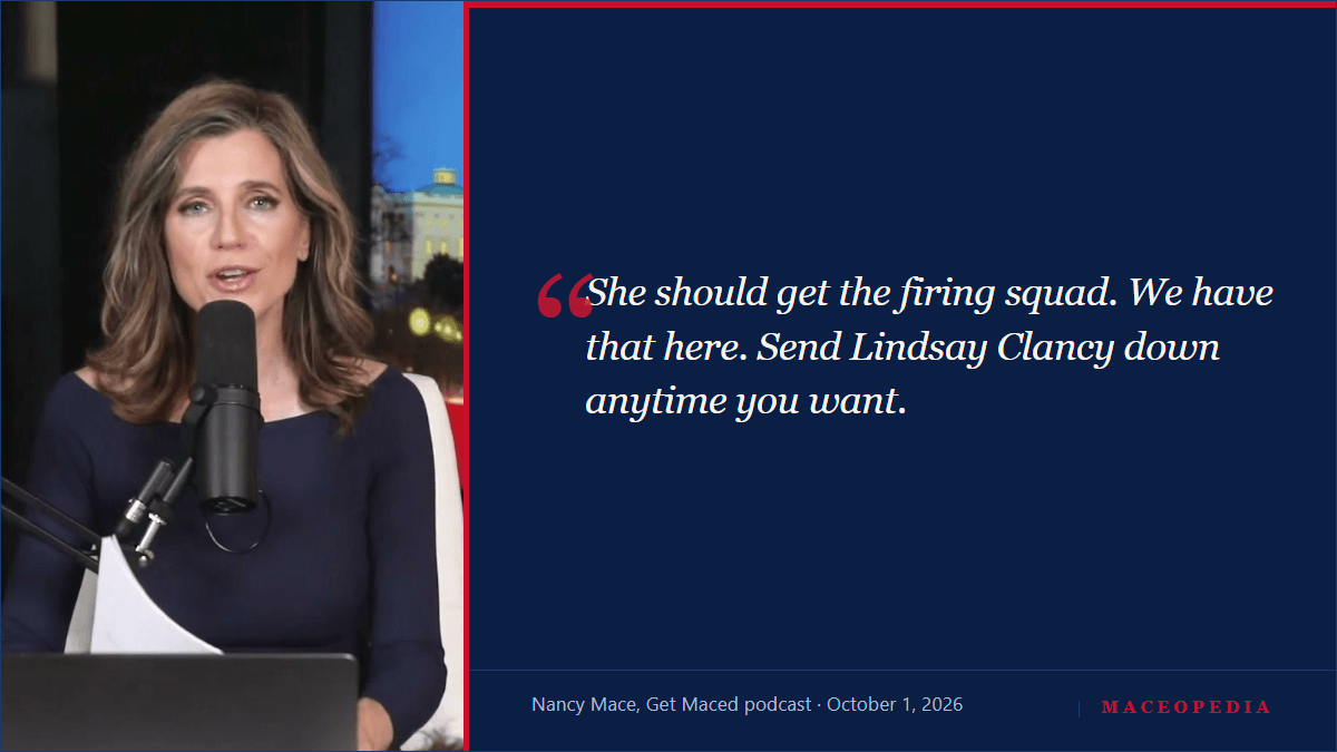 'She Should Get the Firing Squad': Nancy Mace Asks the South Carolina Legislature to Write a Death Penalty for One Untried Woman, Then Offers the Firing Squad to Lindsay Clancy: image 4