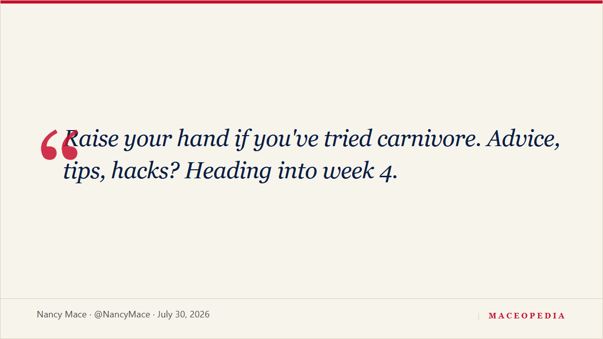 'Advice, tips, hacks?': Mace's 'week 4' carnivore post is the newest chapter in two years of public posts about her weight, her hair, and PTSD: image 1