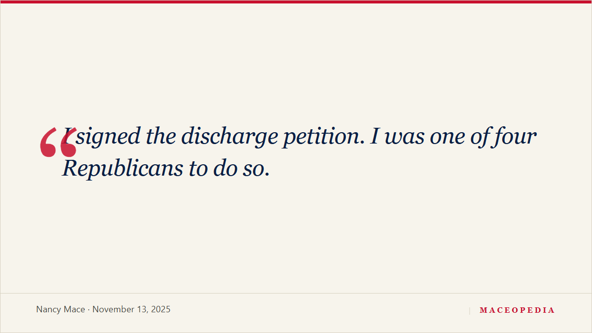 Mace defies Trump pressure: "I was one of four Republicans" to sign the Epstein petition: image 1