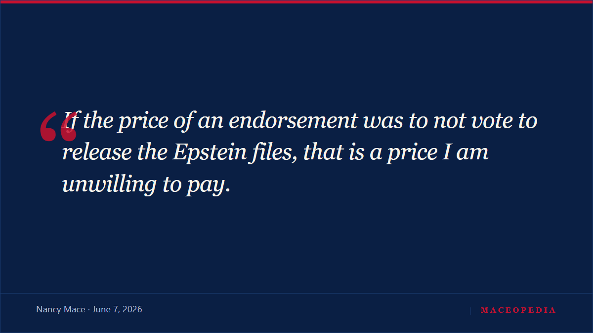 Mace on CNN: releasing the Epstein files was "a price I am unwilling to pay" for an endorsement: image 1