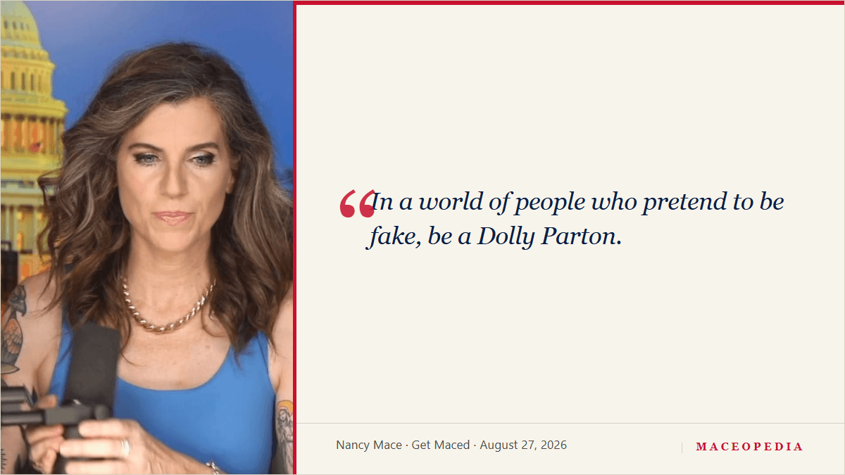 Branded quote card: 'In a world of people who pretend to be fake, be a Dolly Parton.'