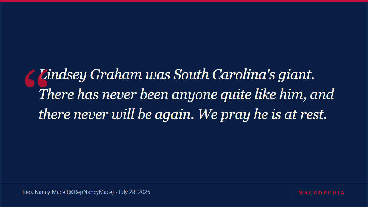 'He believed that showing up mattered': Mace issues a press release as every other SC House Republican attends Graham's funeral: image 2