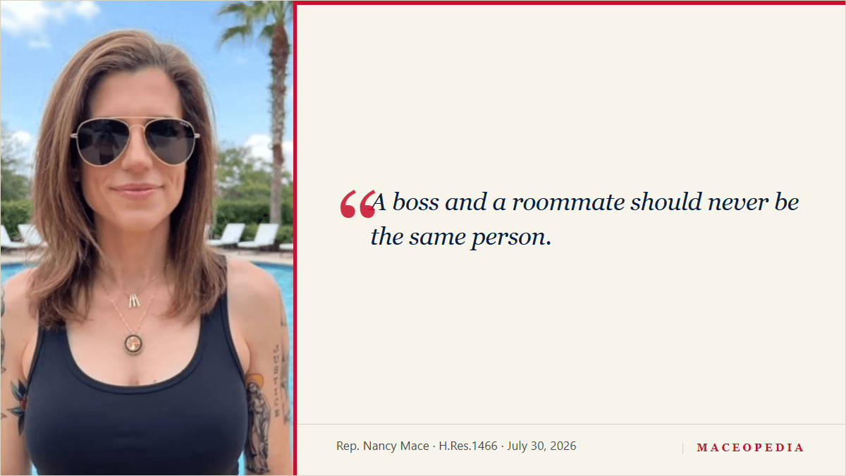 Mace wants a bill to ban staff from living with members. Her own staff say they lived with her.