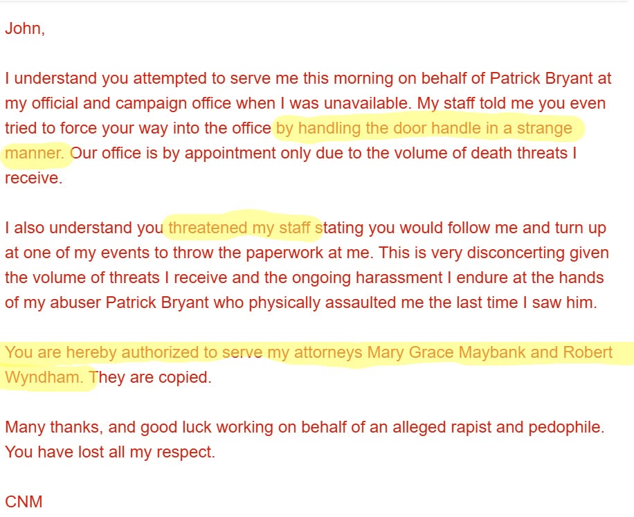 Patrick Bryant publishes Mace's emails to his lawyers: 'You poked the wrong bear. And you will pay dearly.': image 3