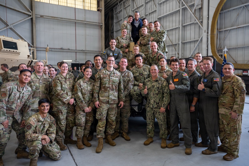 Secretary of War Pete Hegseth meets airmen at the newly renamed Joint Base Lindsey Graham, August 10, 2026