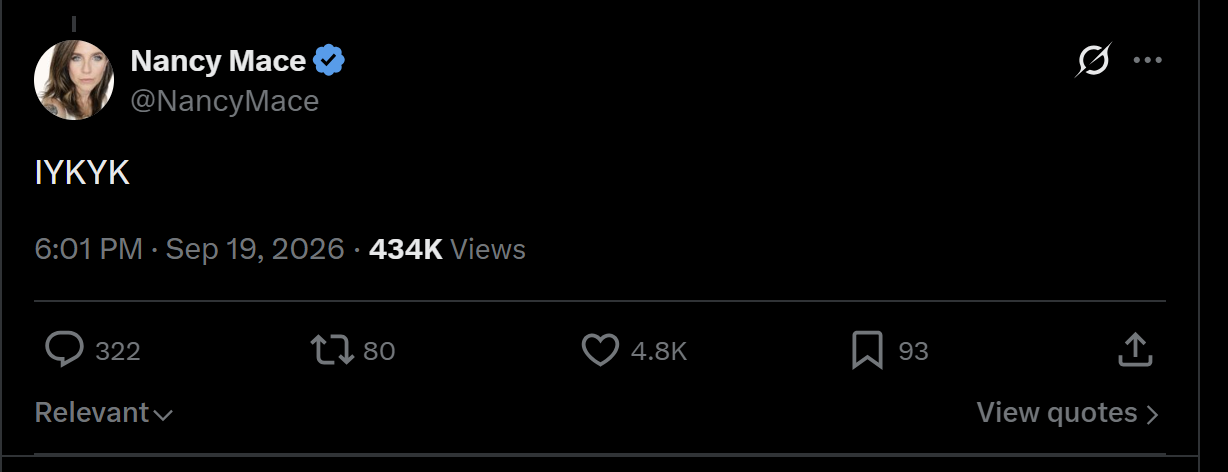 Nancy Mace's 'Go COCKS!' Post Buried Under Nearly 7,000 Replies, Overwhelmingly Mockery, After Black-Lace Gamecocks Cameo: image 2