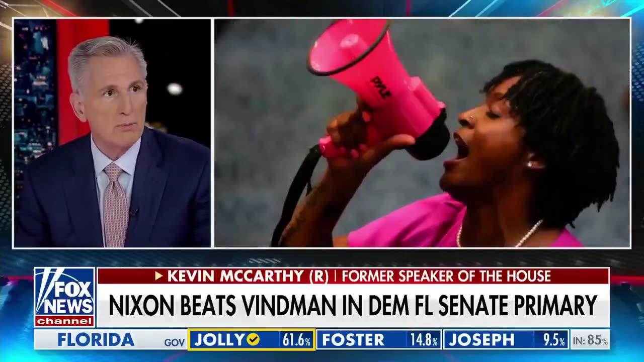 Fox News split-screen frame showing Kevin McCarthy under the chyron "KEVIN McCARTHY (R) | FORMER SPEAKER OF THE HOUSE."