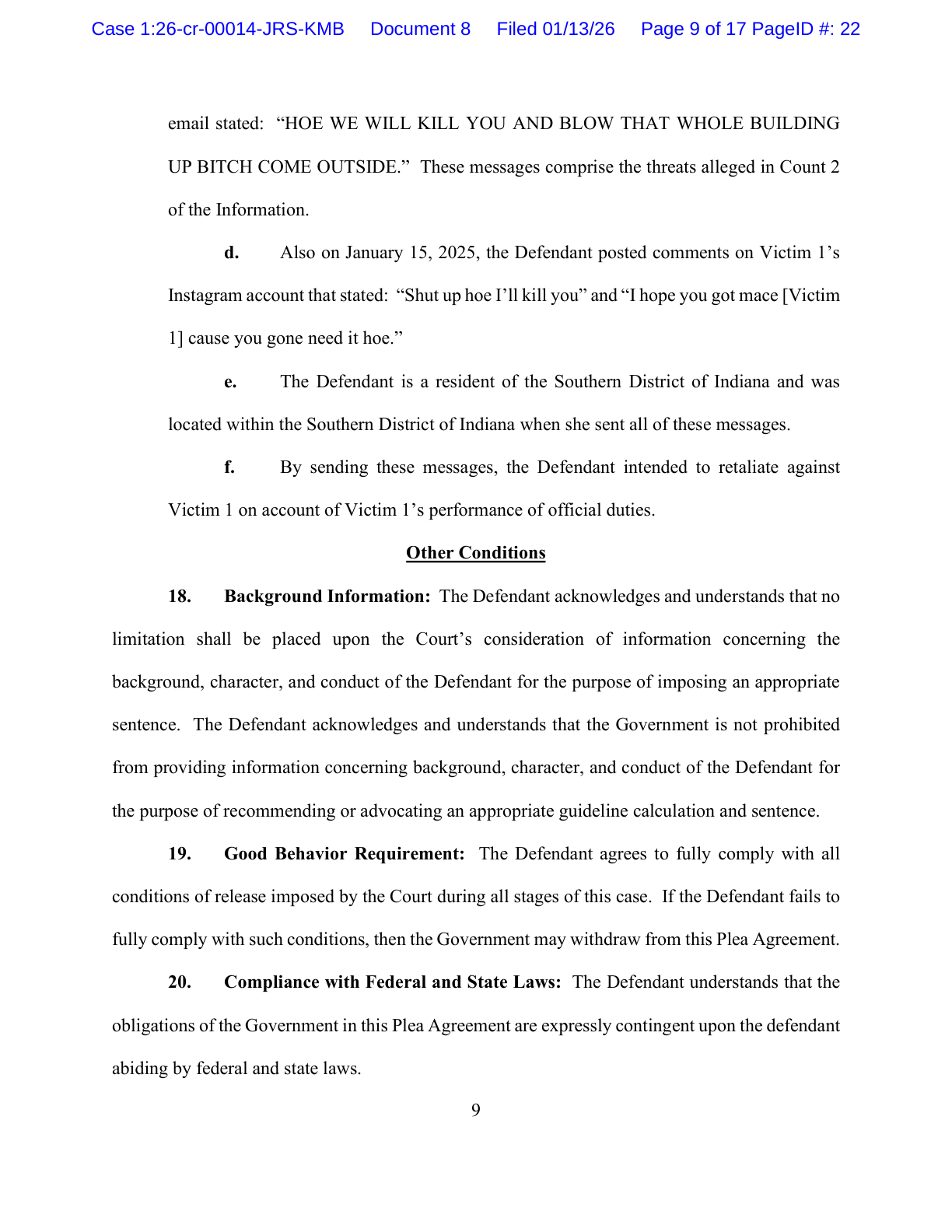 Page 9 of the Addison plea agreement