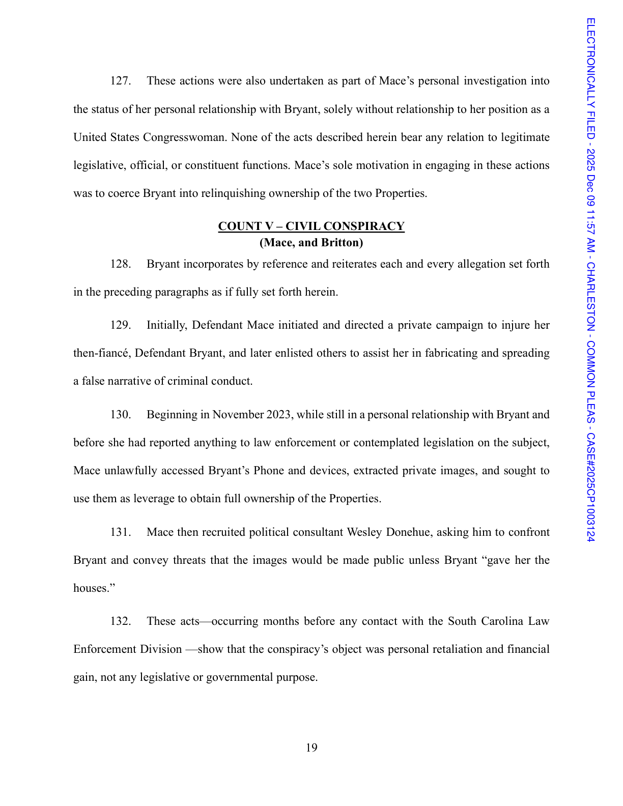 Third-Party Complaint page 19, Count V Civil Conspiracy as alleged by Bryant