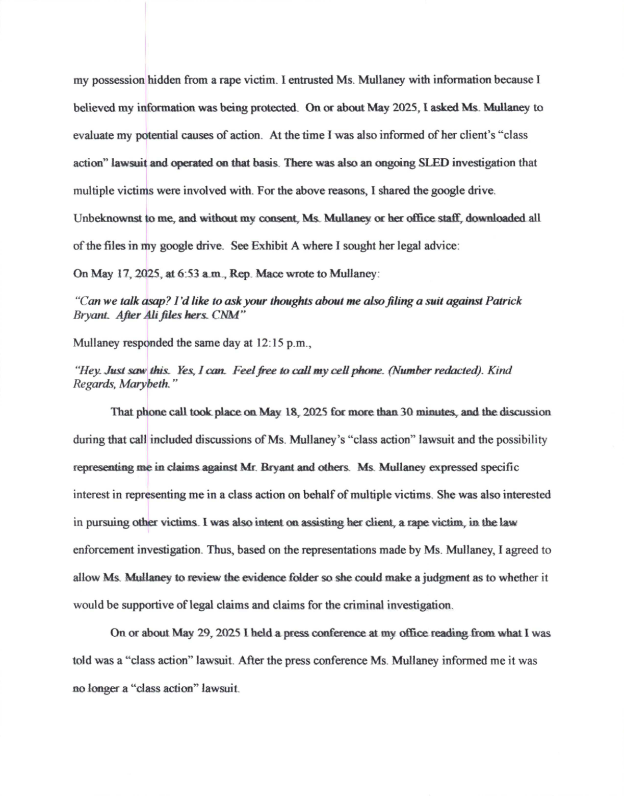 Supplemental Brief, p. 2, “I shared the google drive” and the May 17, 2025 email to Mullaney.
