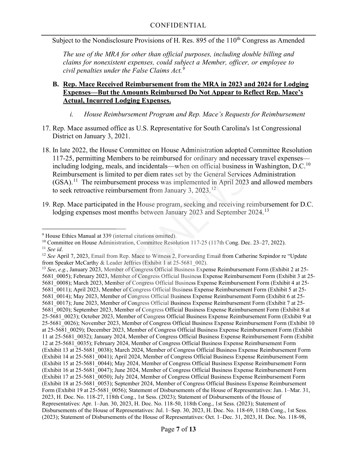 A later page of the OCC report recording that Mace and three associates declined to cooperate with the inquiry
