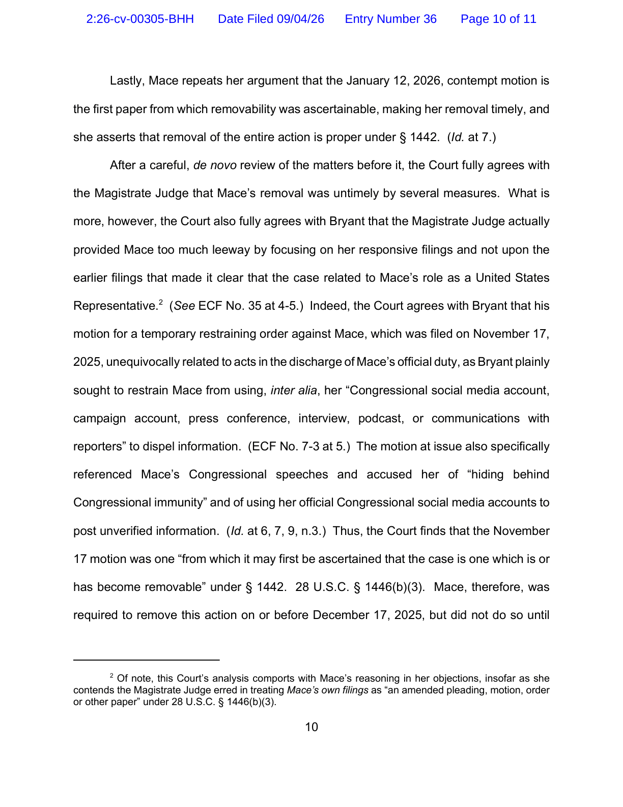Nancy Mace loses in federal court: Bryant's suit accusing her of defamation and a blackmail conspiracy moves forward: image 2